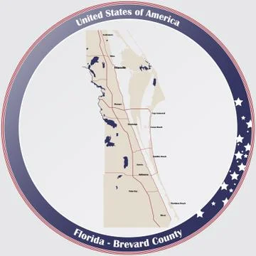 Map of Brevard County in Florida Stock Illustration