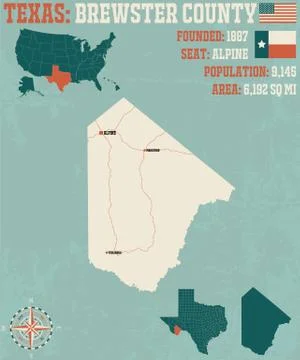 Map of Brewster county in Texas Stock Illustration