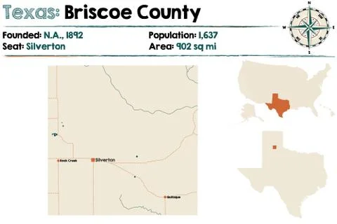 Map of Briscoe county in Texas Stock Illustration