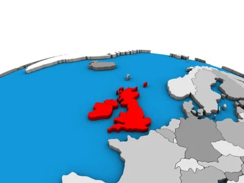 Map of British Isles on 3D globe Stock Illustration
