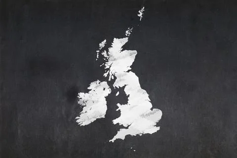 The map of the British Isles drawn on a blackboard Stock Illustration