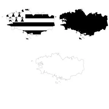 Map Brittany. Brittany Map Outline. Brittany  vector map with the flag 스톡 일러스트