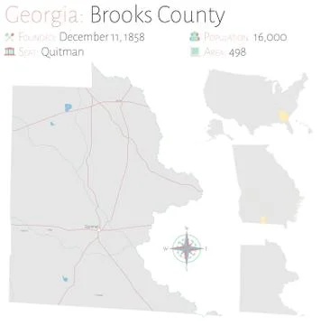 Map of Brooks County in Georgia Stock Illustration