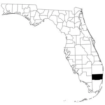 Map of Broward County in Florida state on white background. single County m.. Stock Illustration
