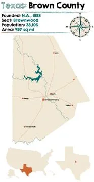 Map of Brown county in Texas Stock Illustration