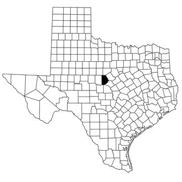 Map of brown County in Texas state on white background. single County map h.. Stock Illustration