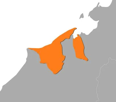 Map of Brunei Map of Brunei with the several states Copyright: xZoonar.com... Foto stock