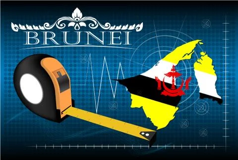 Map of Brunei with ruler, vector. Illustrazione stock