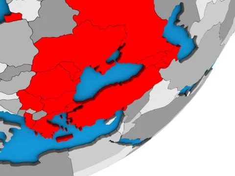 Map of BSEC countries on 3D globe Illustrazione stock