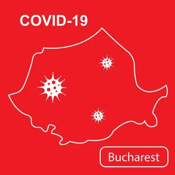 Map of Bucharest labeled Epidemic and Quarantine COVID-19. Stock Illustration