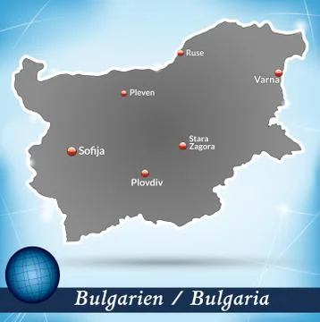 Map of bulgaria with abstract background in blue Stock Illustration