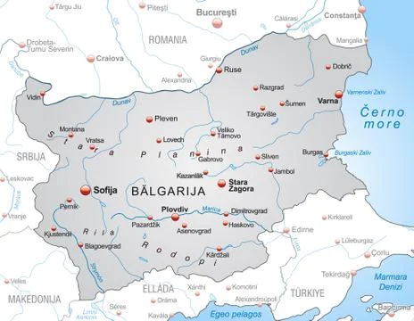 Map of bulgaria as an overview map in gray Stock Illustration