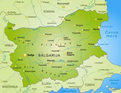 Map of bulgaria as an overview map in green Stock Illustration