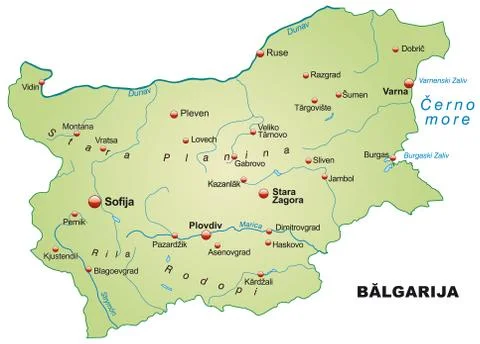 Map of bulgaria as an overview map in pastel green Stock Illustration