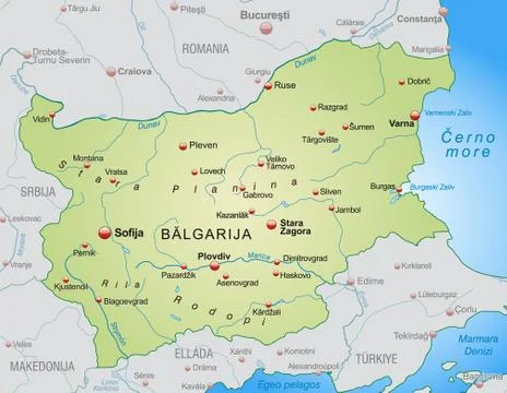 Map of bulgaria as an overview map in pastel green Stock Illustration