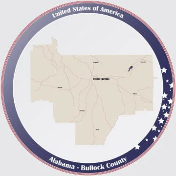 Map of Bullock County in Alabama Stock Illustration