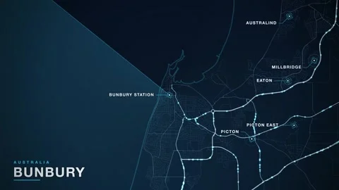 Map of Bunbury Video stock 341057834