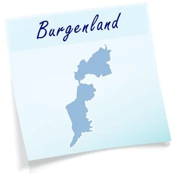 Map of burgenland as sticky note Stock Illustration