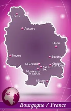 Map of burgundy with abstract background in violet イラスト素材