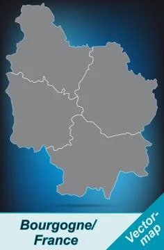 Map of burgundy with borders in bright gray Stock Illustration