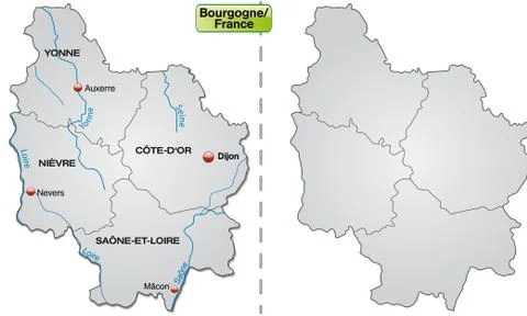 Map of burgundy with borders in gray Stock Illustration