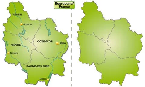 Map of burgundy with borders in green Illustrazione stock