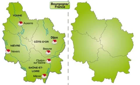 Map of burgundy with borders in green イラスト素材