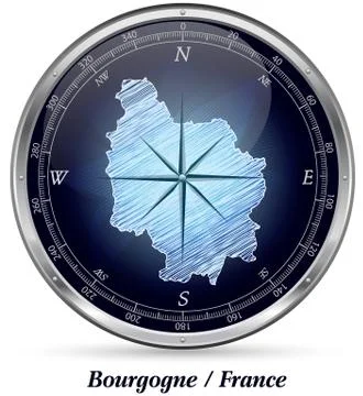 Map of burgundy with borders Stock Illustration