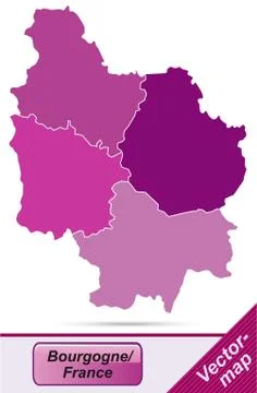 Map of burgundy with borders in violet Stock Illustration