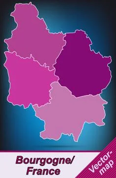 Map of burgundy with borders in violet Stock Illustration