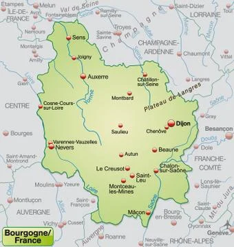 Map of burgundy Illustrazione stock