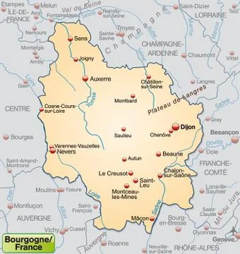 Map of burgundy Illustrazione stock