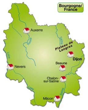 Map of burgundy as an overview map in green Illustrazione stock