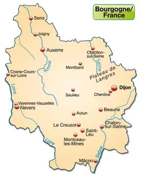 Map of burgundy as an overview map in pastel orange イラスト素材