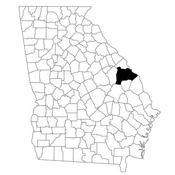 Map of Burke County in Georgia state on white background. single County map.. Stock Illustration