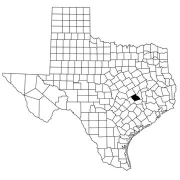 Map of burleson County in Texas state on white background. single County ma.. Stock Illustration