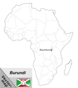 Map of burundi with main cities in gray Stock Illustration