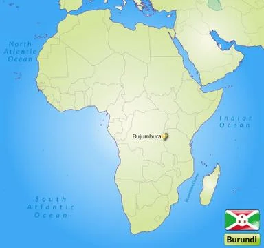Map of burundi with main cities in green Stock Illustration