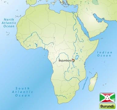 Map of burundi with main cities in green Stock Illustration