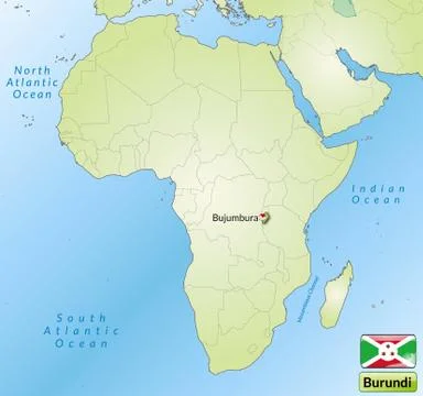 Map of burundi with main cities in green Stock Illustration