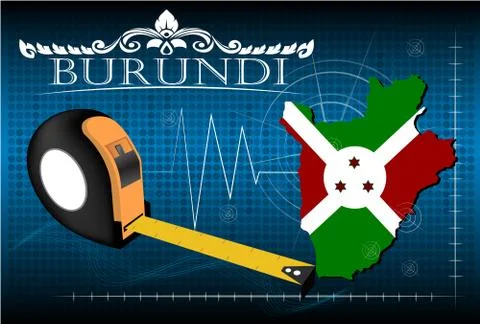 Map of Burundi with ruler, vector. Stock Illustration