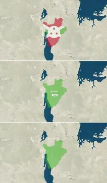 The map of Burundi with text, textless, and with flag Stock Illustration