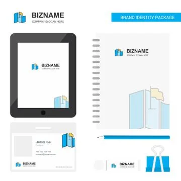 Map Business Logo, Tab App, Diary PVC Employee Card and USB Brand Stationary  Stock Illustration