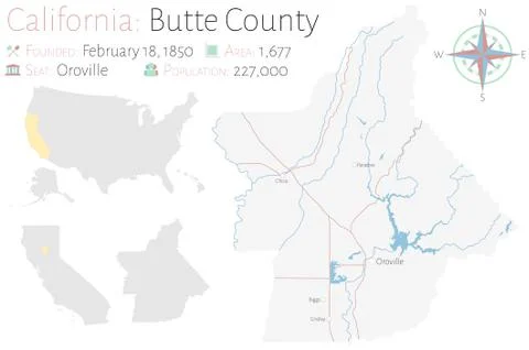Map of  Butte County in California Stock Illustration