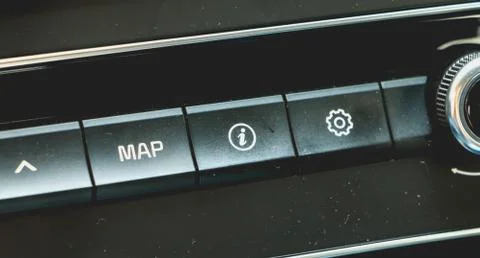 MAP button and Information on a modern car Stock Photos