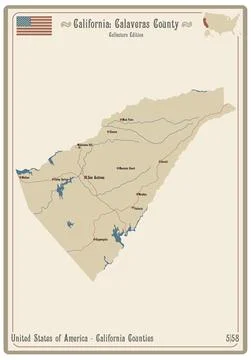 Map of Calaveras County in California Stock Illustration