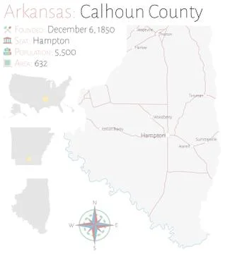 Map of Calhoun County in Arkansas Stock Illustration