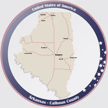 Map of Calhoun County in Arkansas Illustrazione stock