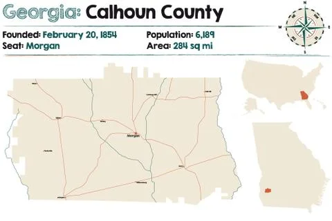 Map of Calhoun County in Georgia Stock Illustration