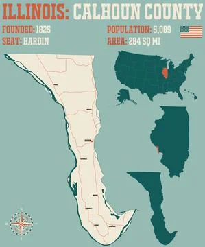 Map of Calhoun County in Illinois Illustrazione stock